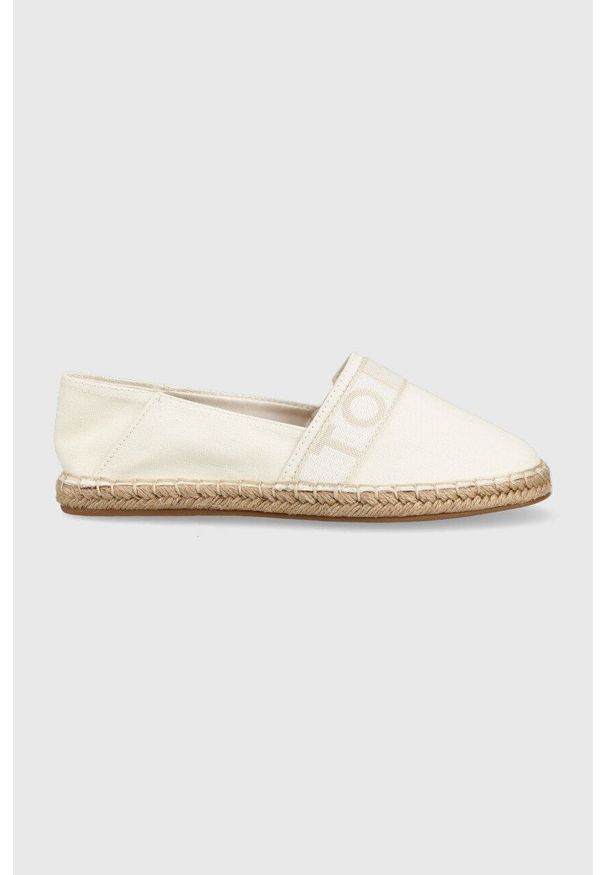 TOMMY HILFIGER - Tommy Hilfiger espadryle Tommy Webbing kolor biały. Nosek buta: okrągły. Kolor: biały. Materiał: materiał, guma. Wzór: gładki