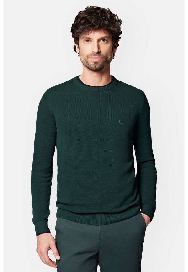 Lancerto - Sweter Zielony z Bawełną Clive. Kolor: zielony. Materiał: bawełna, elastan