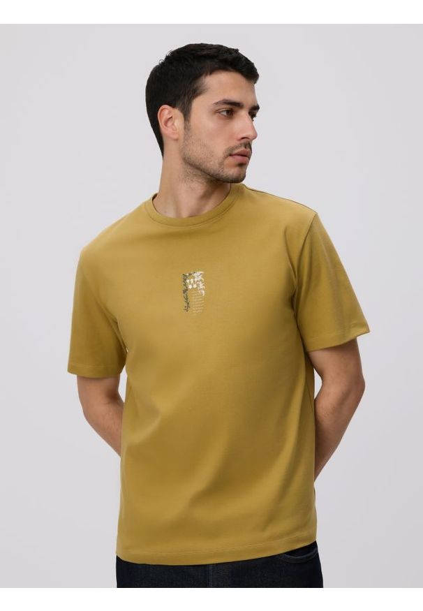 Reserved - T-shirt regular z nadrukiem - jasny zielony. Kolor: zielony. Materiał: dzianina, bawełna. Wzór: nadruk