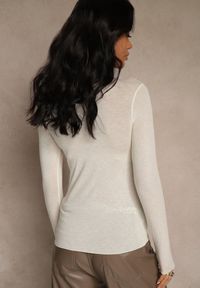 Renee - Beżowy Bluzka Longsleeve z Wiskozy i Kaszmiru Unelle. Kolor: beżowy. Materiał: wiskoza, kaszmir. Długość rękawa: długi rękaw. Styl: klasyczny #3