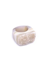 Brazi Druse Jewelry - Pierścionek Agat Druza Kremowa rozmiar 15. Kolor: kremowy. Kamień szlachetny: agat #1