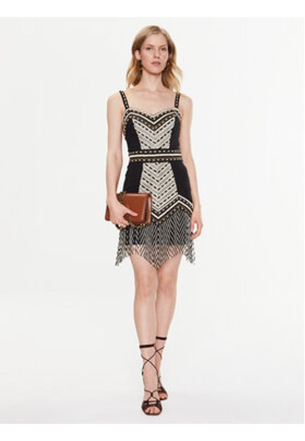 Elisabetta Franchi Sukienka koktajlowa AB-411-32E2-V1000 Czarny Slim Fit. Kolor: czarny. Materiał: syntetyk. Styl: wizytowy