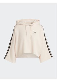 Adidas - adidas Bluza Crop Hoodie IC5461 Beżowy. Kolor: beżowy. Materiał: bawełna #4