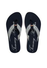 TOMMY HILFIGER - Tommy Hilfiger Japonki Im Th Signature Beach Sandal FW0FW08369 Granatowy. Kolor: niebieski. Materiał: materiał #1