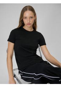 4f - 4F T-shirt regular z nadrukiem damski - czarny L. Okazja: na co dzień. Kolor: czarny. Materiał: materiał, bawełna, dzianina. Wzór: nadruk. Styl: casual, klasyczny #1