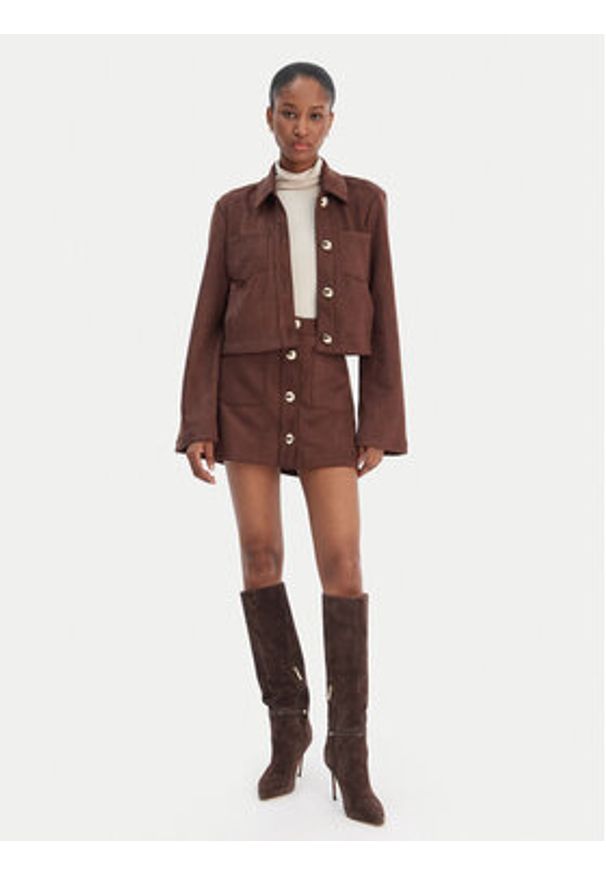 BARDOT - Bardot Koszula Lorenzo 59668TB1 Brązowy Boxy Fit. Kolor: brązowy. Materiał: skóra