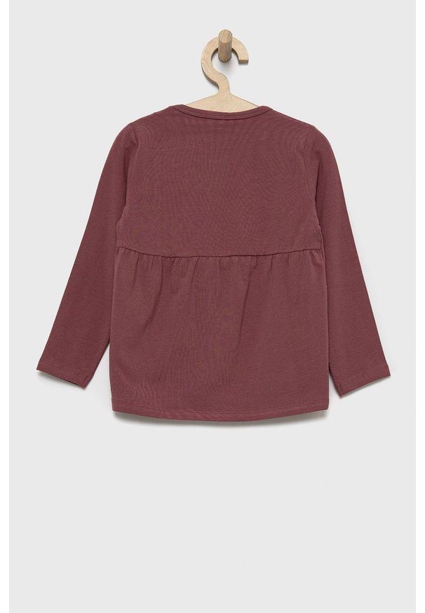 Name it longsleeve dziecięcy kolor bordowy. Okazja: na co dzień. Kolor: czerwony. Materiał: bawełna. Długość rękawa: długi rękaw. Wzór: nadruk. Styl: casual