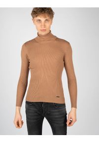 Takeshy Kurosawa Sweter | 83058 | Dolcevita Costina Lana | Mężczyzna | Brązowy. Typ kołnierza: golf. Kolor: brązowy. Materiał: poliamid, wiskoza, kaszmir, wełna. Wzór: aplikacja, ze splotem #4