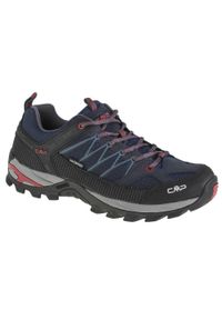 Buty trekkingowe męskie CMP Rigel WP. Zapięcie: sznurówki. Kolor: wielokolorowy, niebieski, czarny. Materiał: guma, skóra, tkanina, materiał, syntetyk. Szerokość cholewki: normalna
