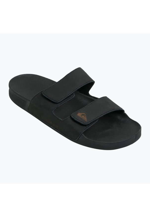 Klapki męskie Quiksilver Rivi Leather Double Adjust. Kolor: czarny