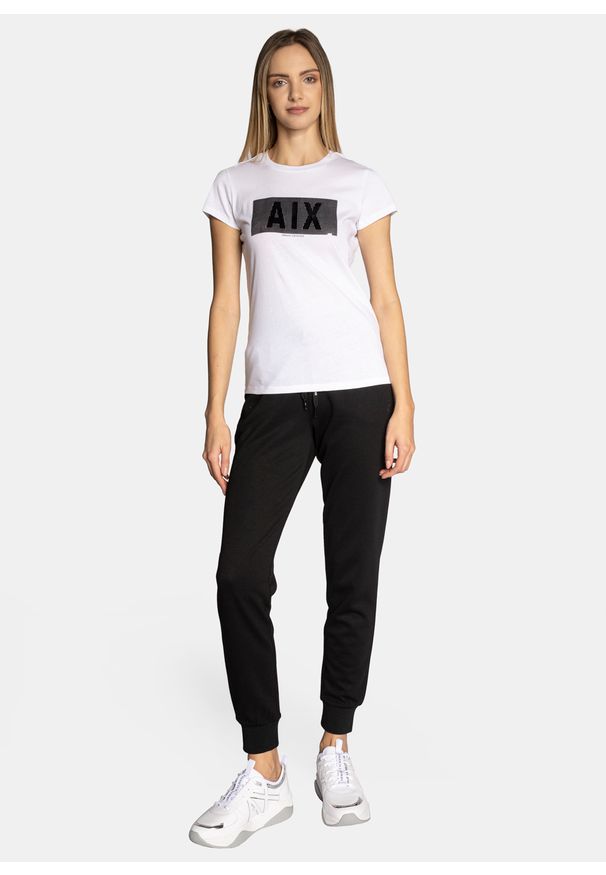 Spodnie dresowe damskie czarne Armani Exchange 8NYP97 YJ1GZ 1200. Kolor: czarny. Materiał: dresówka