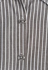 Renee - Czarna Koszula z Bawełną w Prążki ze Zdobionymi Guzikami Mirasea. Kolor: czarny. Materiał: bawełna. Wzór: prążki, aplikacja. Styl: elegancki #2