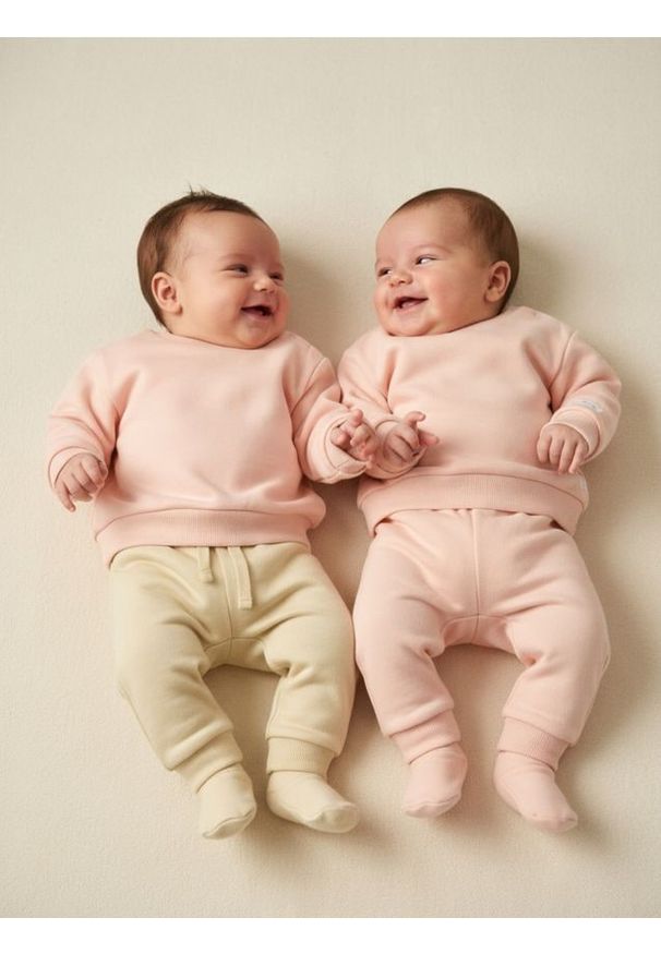 Sinsay - Spodnie dresowe 2 pack - kremowy. Kolor: kremowy. Materiał: dresówka