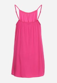 Born2be - Fuksjowa Wiskozowa Sukienka na Regulowanych Ramiączkach Ulantia. Okazja: na co dzień. Kolor: różowy. Materiał: wiskoza. Długość rękawa: na ramiączkach. Sezon: lato. Styl: casual, elegancki #5