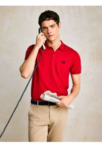 Big-Star - Koszulka męska polo bordowa Polian 604. Typ kołnierza: polo. Kolor: czerwony. Materiał: materiał, bawełna, dzianina. Wzór: paski, aplikacja, haft. Styl: elegancki, klasyczny #7