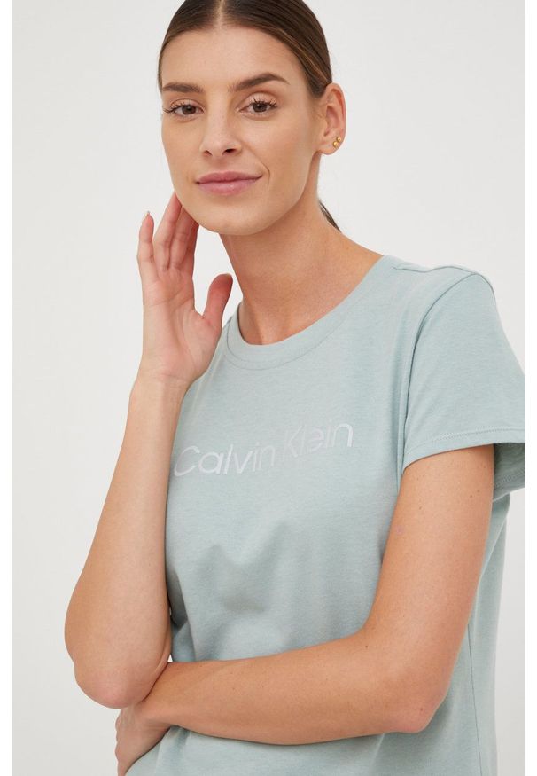 Calvin Klein Performance t-shirt treningowy kolor turkusowy. Kolor: turkusowy. Materiał: skóra