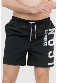 DSQUARED2 Beachwear Czarne męskie szorty kąpielowe icon, Rozmiar 46. Kolor: czarny. Materiał: poliester