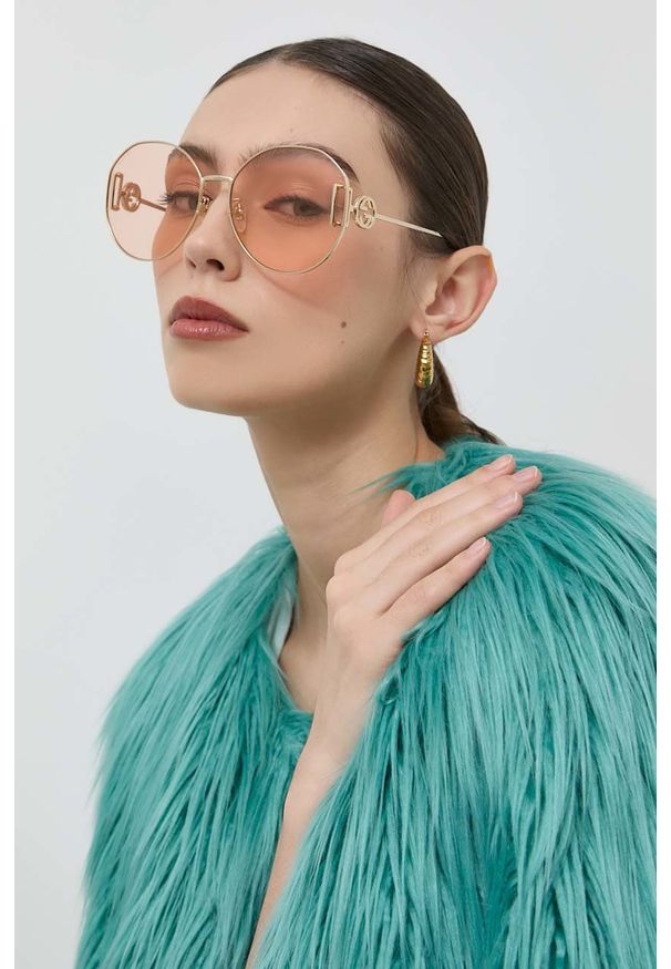 Gucci okulary przeciwsłoneczne GG1206SA damskie kolor złoty. Kształt: okrągłe. Kolor: złoty