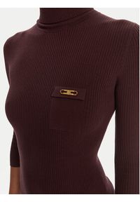 Elisabetta Franchi Sukienka dzianinowa AM-23B-56E2-V390 Bordowy Slim Fit. Kolor: czerwony. Materiał: lyocell #4