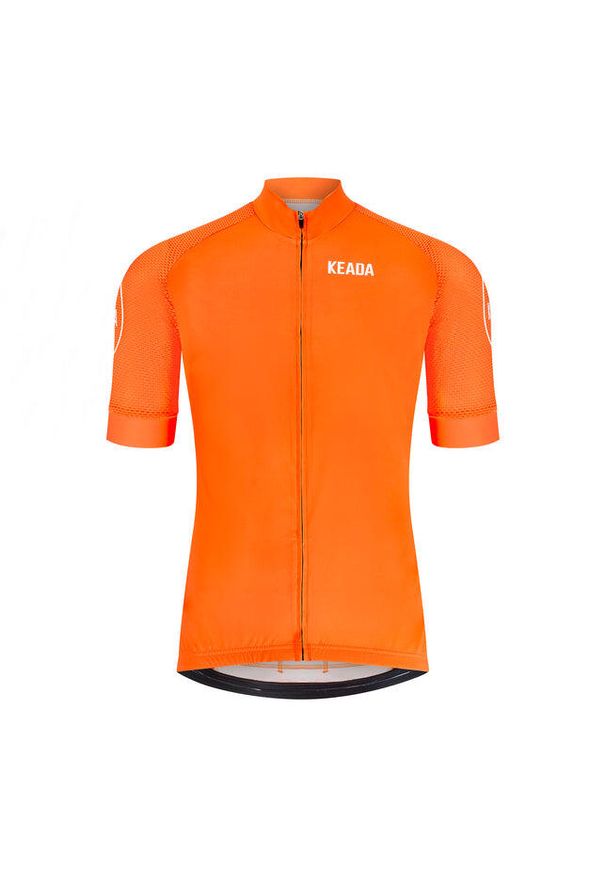 KEADA SPORTS - Męska koszulka kolarska z krótkim rękawem – Pomarańczowa. Kolor: pomarańczowy. Długość rękawa: krótki rękaw. Długość: krótkie. Sport: kolarstwo