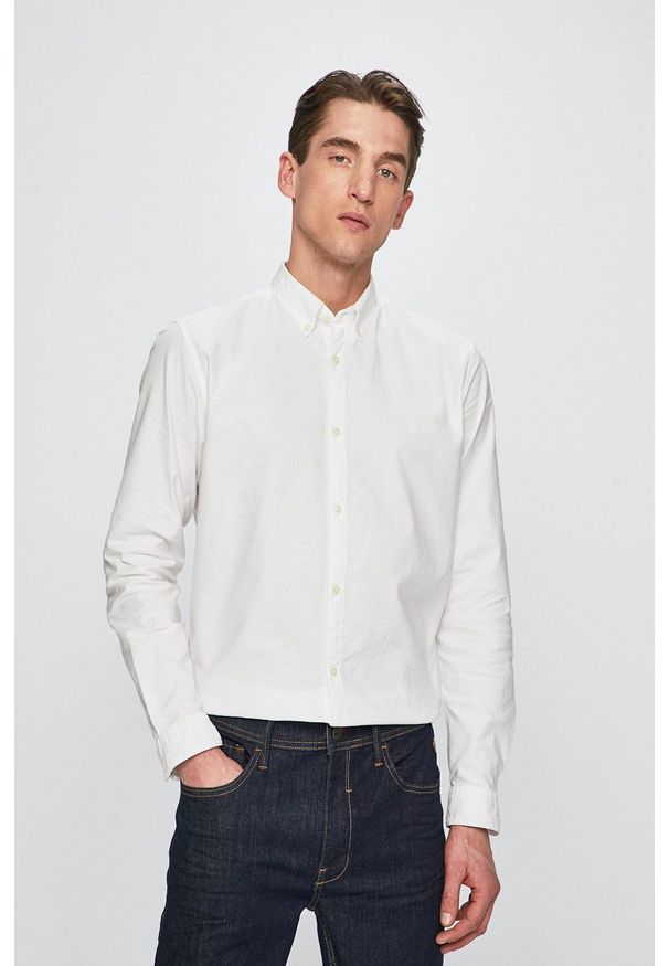 Premium by Jack&Jones - Koszula. Typ kołnierza: button down. Kolor: biały. Materiał: tkanina