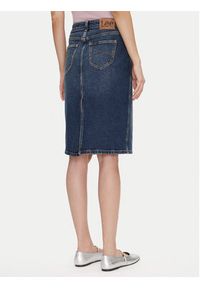 Lee Spódnica jeansowa 112355270 Granatowy Regular Fit. Kolor: niebieski. Materiał: bawełna #3