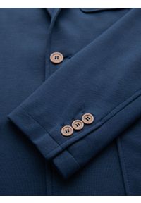 Ombre Clothing - Marynarka męska SLIM z dzianiny o subtelnej strukturze – ciemnoniebieska V6 - Rozmiar: M. Okazja: do pracy. Kolor: niebieski. Materiał: dzianina. Wzór: kolorowy. Styl: klasyczny #10