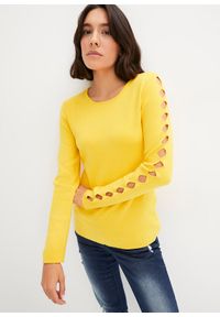 bonprix - Sweter z rękawami z wycięciami. Kolor: żółty #1