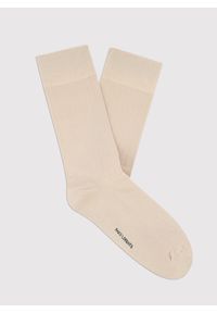 Pako Lorente - PAKO LORENTE - Gładkie beżowe skarpety w prążek. Kolor: niebieski, beżowy. Wzór: gładki, prążki #1