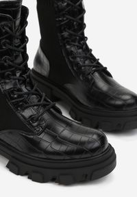 Renee - Czarne Botki Acosinix. Nosek buta: okrągły. Kolor: czarny. Materiał: materiał, skóra. Szerokość cholewki: normalna. Wzór: aplikacja #5