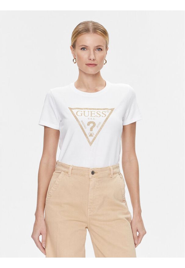 Guess T-Shirt W4RI69 J1314 Biały Regular Fit. Kolor: biały. Materiał: bawełna
