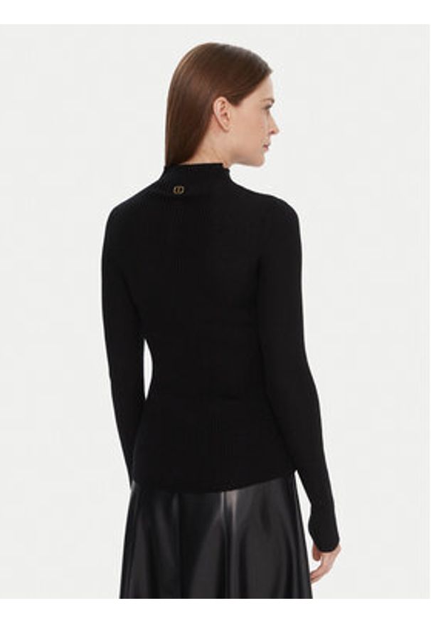 TwinSet - TWINSET Sweter 252TT3111 Czarny Slim Fit. Kolor: czarny. Materiał: wełna