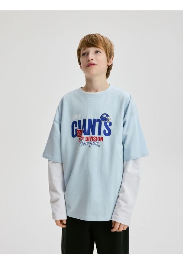 Reserved - T-shirt New York Giants - jasnoniebieski. Kolor: niebieski. Materiał: dzianina, bawełna