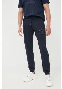 PAUL & SHARK - Paul&Shark spodnie dresowe bawełniane męskie kolor granatowy z nadrukiem. Kolor: niebieski. Materiał: dresówka, bawełna. Wzór: nadruk