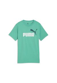Puma - Młodzieżowa koszulka Essentials Colour z logo No.1 PUMA. Kolor: zielony. Materiał: guma. Wzór: nadruk. Sport: joga i pilates #1