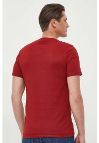 Guess t-shirt bawełniany kolor bordowy z aplikacją. Kolor: czerwony. Materiał: bawełna. Wzór: aplikacja. Styl: klasyczny #4