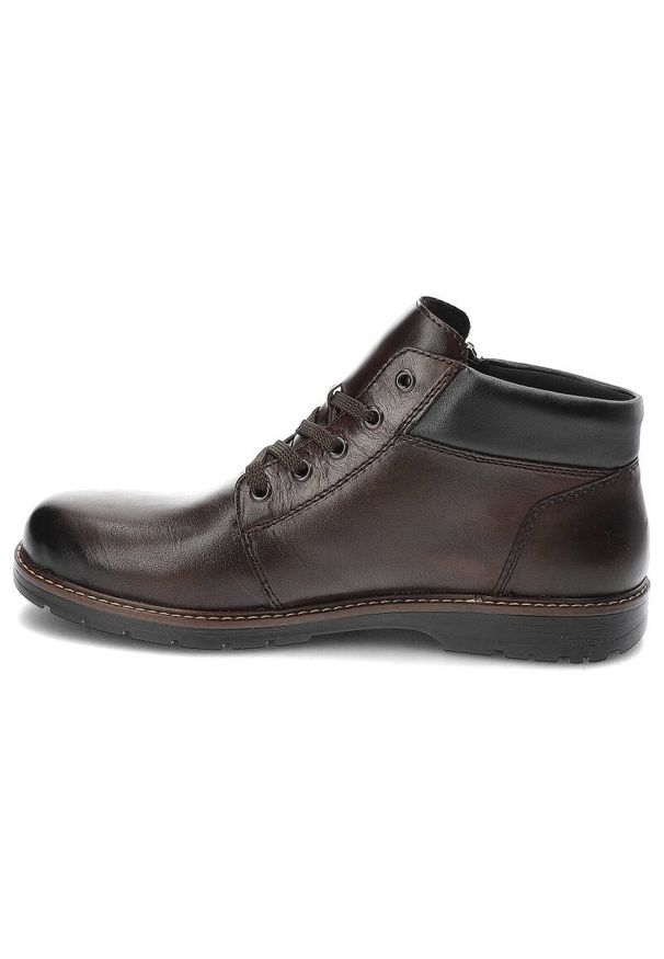 Brązowe Trzewiki Rieker Eleganckie Buty Męskie. Kolor: brązowy. Materiał: futro, syntetyk, skóra. Szerokość cholewki: normalna. Sezon: zima. Styl: elegancki
