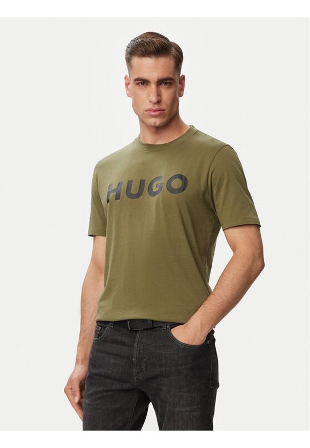 Hugo - HUGO T-Shirt Dulivio 50467556 Zielony Regular Fit. Kolor: zielony. Materiał: bawełna
