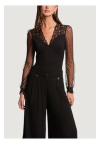 Morgan Bluzka 252-TARSILA Czarny Slim Fit. Kolor: czarny. Materiał: syntetyk