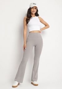 Born2be - Jasnoszare Legginsy Typu Dzwony z Wysokim Stanem Orralise. Okazja: na co dzień. Stan: podwyższony. Kolor: szary. Styl: casual #3