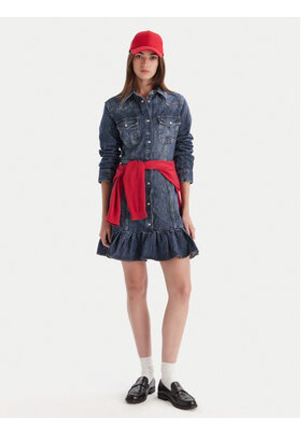Tommy Jeans Sukienka jeansowa Western DW0DW21635 Niebieski Regular Fit. Kolor: niebieski. Materiał: bawełna