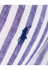 Ralph Lauren - RALPH LAUREN - Lniana koszula w prążki Slim Fit. Typ kołnierza: polo. Kolor: biały. Materiał: len. Długość rękawa: długi rękaw. Długość: długie. Wzór: prążki