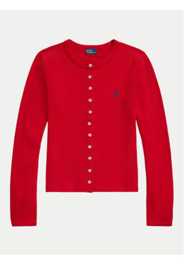 Polo Ralph Lauren Kardigan 211941175006 Czerwony Slim Fit. Typ kołnierza: polo. Kolor: czerwony. Materiał: bawełna