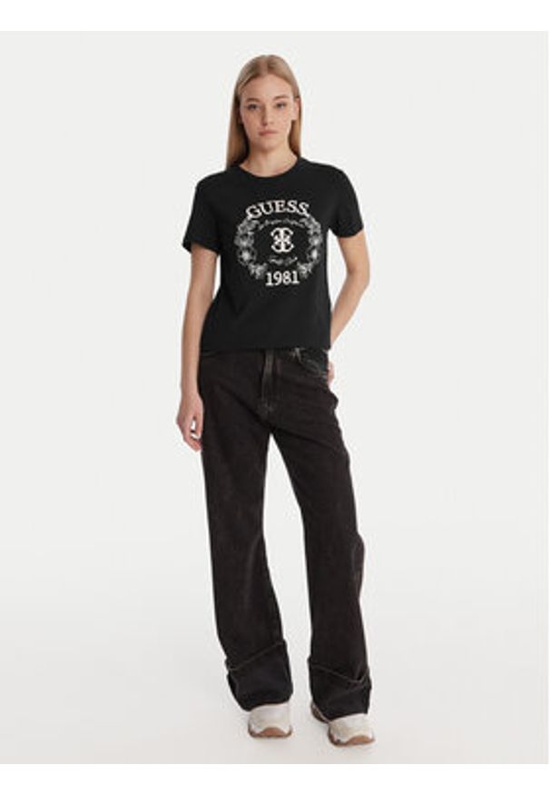 Guess T-Shirt V6RI12 J1314 Czarny Regular Fit. Kolor: czarny. Materiał: bawełna