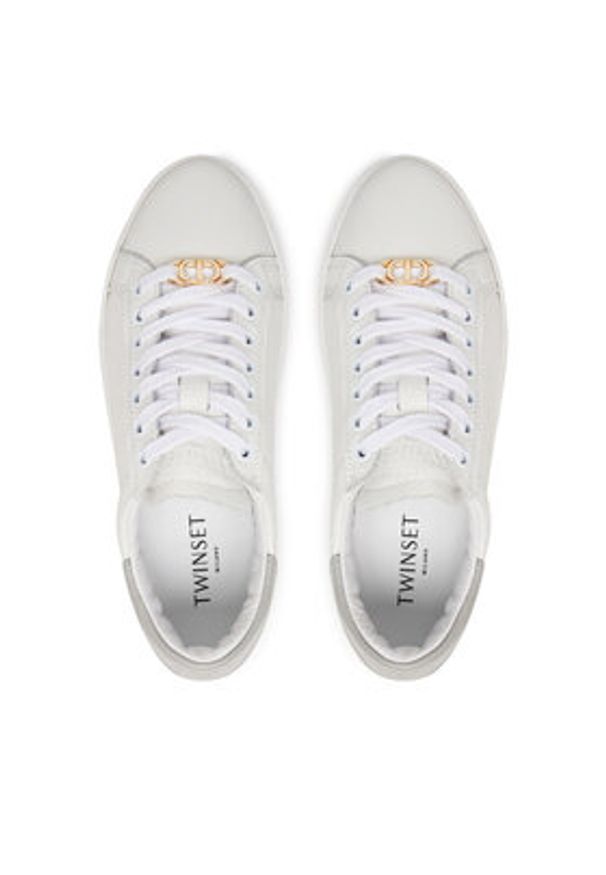 TwinSet - TWINSET Sneakersy 242TCP012 Biały. Kolor: biały. Materiał: skóra