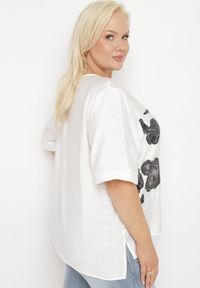 Born2be - Biały Bawełniany T-shirt z Nadrukiem i Kieszonką Lovelina. Kolor: biały. Materiał: bawełna. Wzór: nadruk. Styl: klasyczny, elegancki