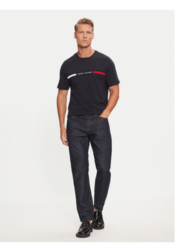 TOMMY HILFIGER - Tommy Hilfiger T-Shirt MW0MW36498 Granatowy Regular Fit. Kolor: niebieski. Materiał: bawełna
