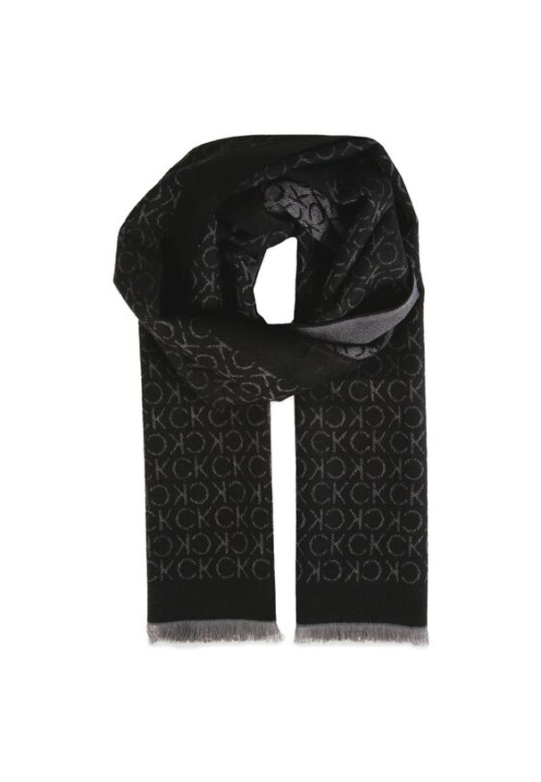 Calvin Klein Szal Monogram Woven Scarf 35x180 Czarny. Kolor: czarny. Materiał: materiał