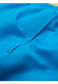 Ombre Clothing - Spodenki męskie kąpielówki z dwukolorowym ściągaczem – niebieskie V6. Okazja: na plażę. Kolor: niebieski. Materiał: poliester, materiał. Wzór: haft, jednolity. Sezon: lato #8