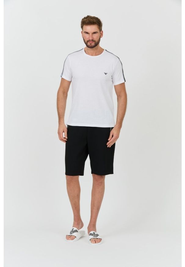 Emporio Armani - EMPORIO ARMANI Biały męski t-shirt bande logo, Rozmiar XL. Kolor: biały